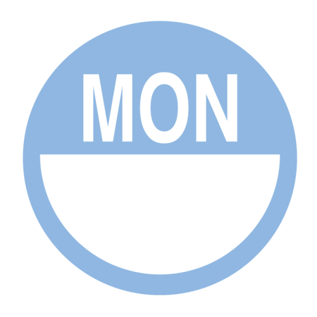 NEVS DaySpots - Monday 2" circle White w/Blue DDOT-M2